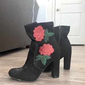 black rose booties